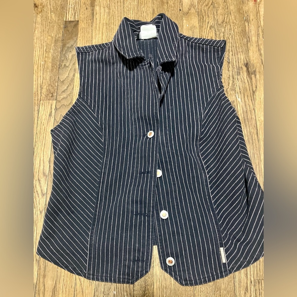Vintage 90s Rockies Jean Vest SZ L 90s Striped Button Front